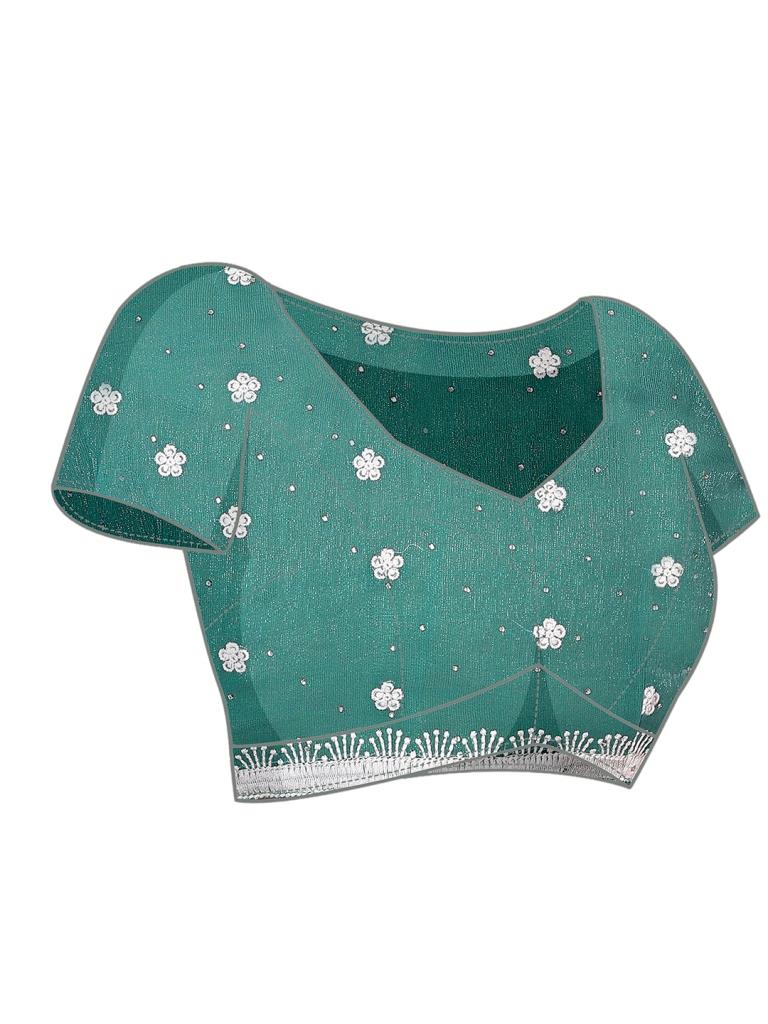 Sea Green Plain Chiffon Saree