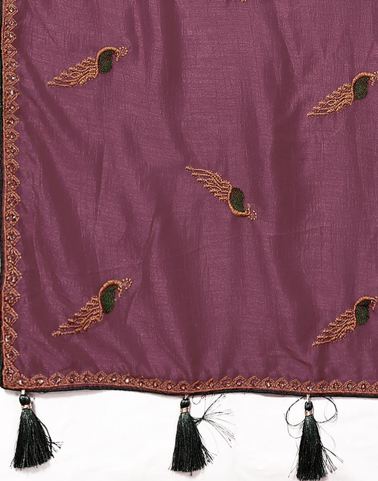 Dusty Pink Plain Silk Saree