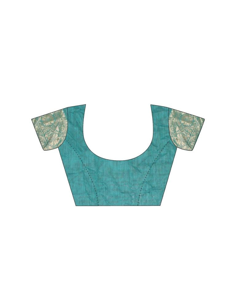 Rama Green Banarasi Cotton Saree