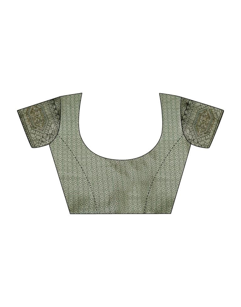 Dark Green Self Woven Silk Saree