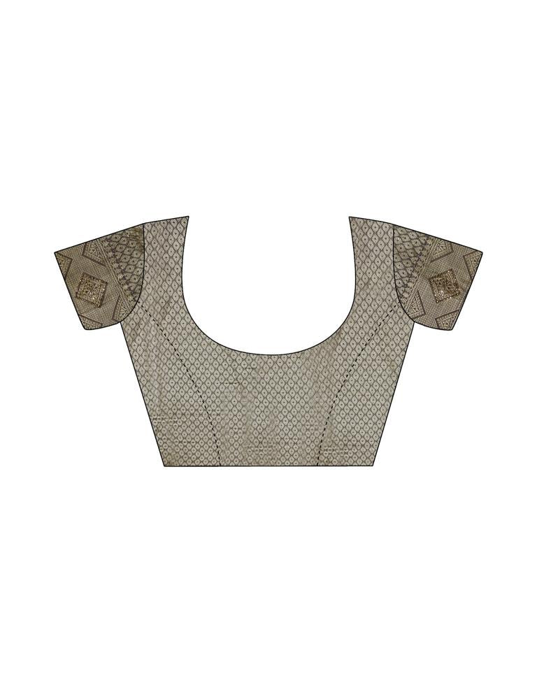 Grey Self Woven Silk Saree