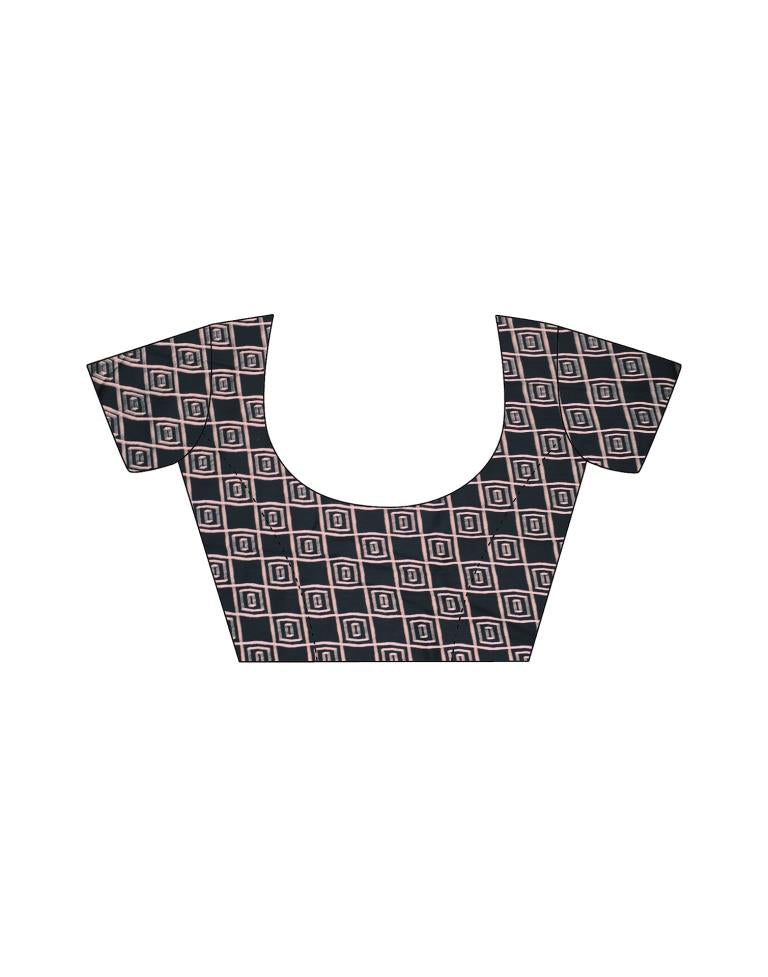 Peach Printed Silk Saree