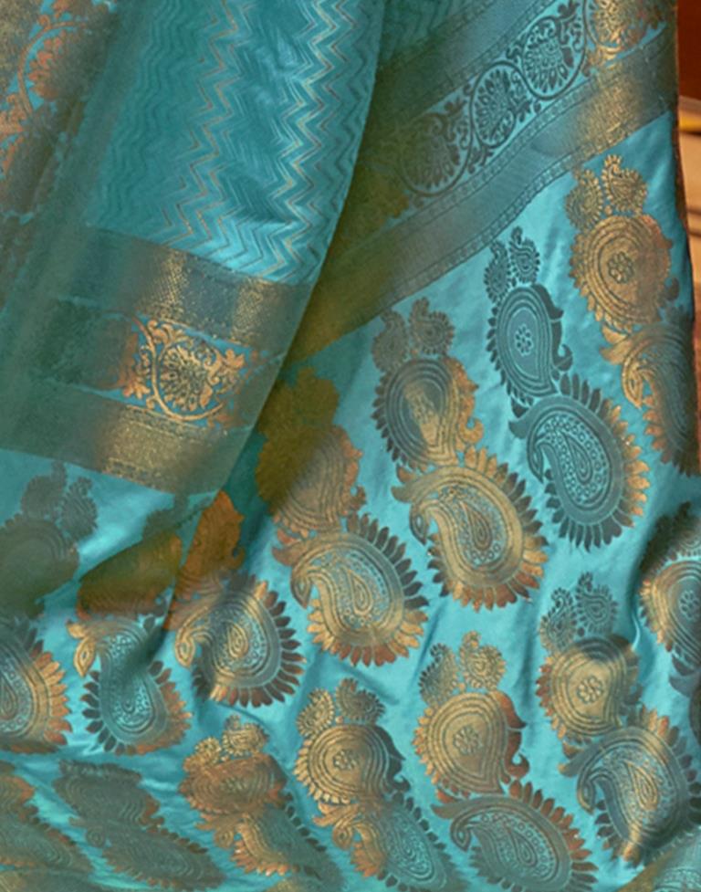 Sky Blue Jacquard Silk Saree