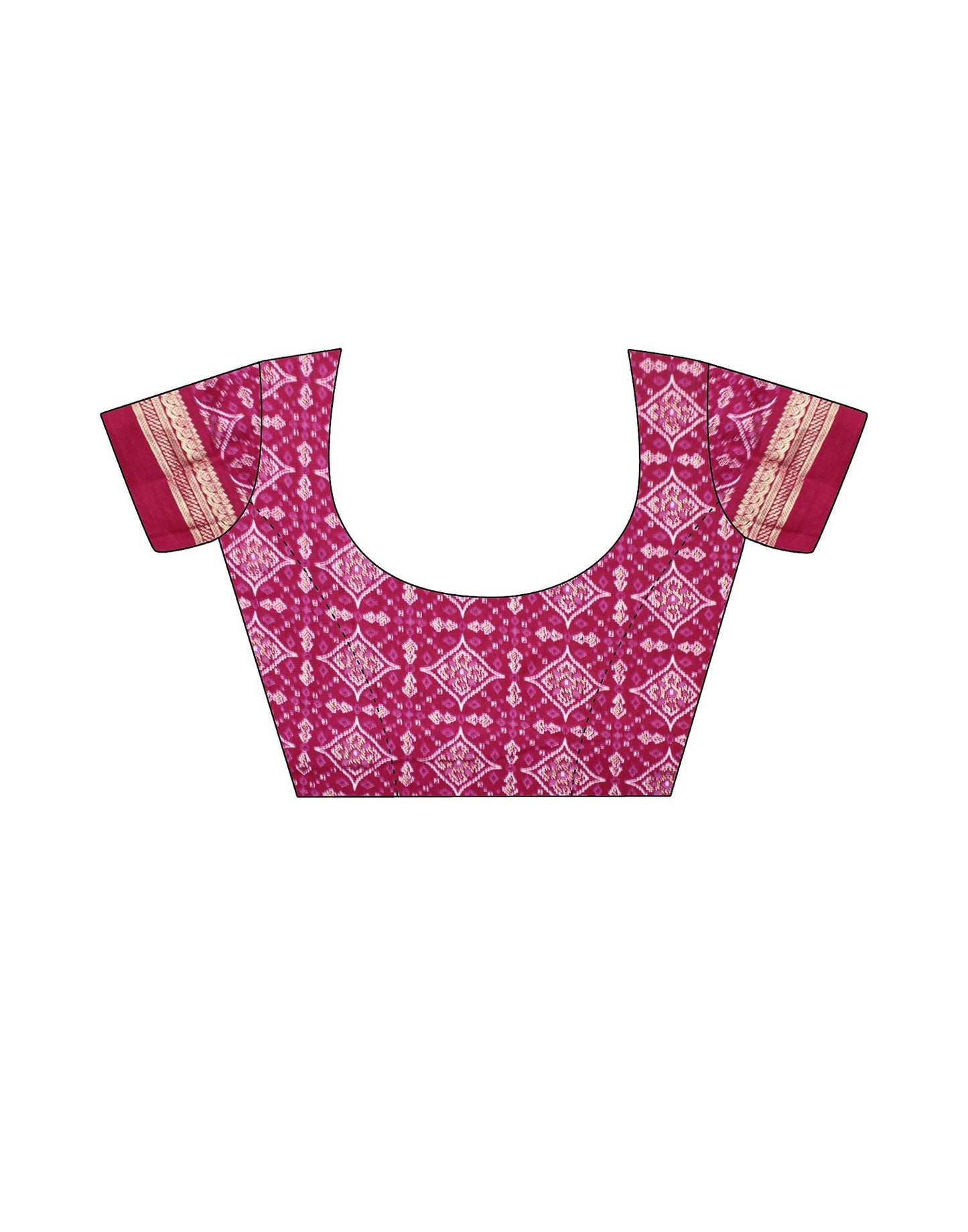 Yellow & Rani Pink Printed Silk Saree