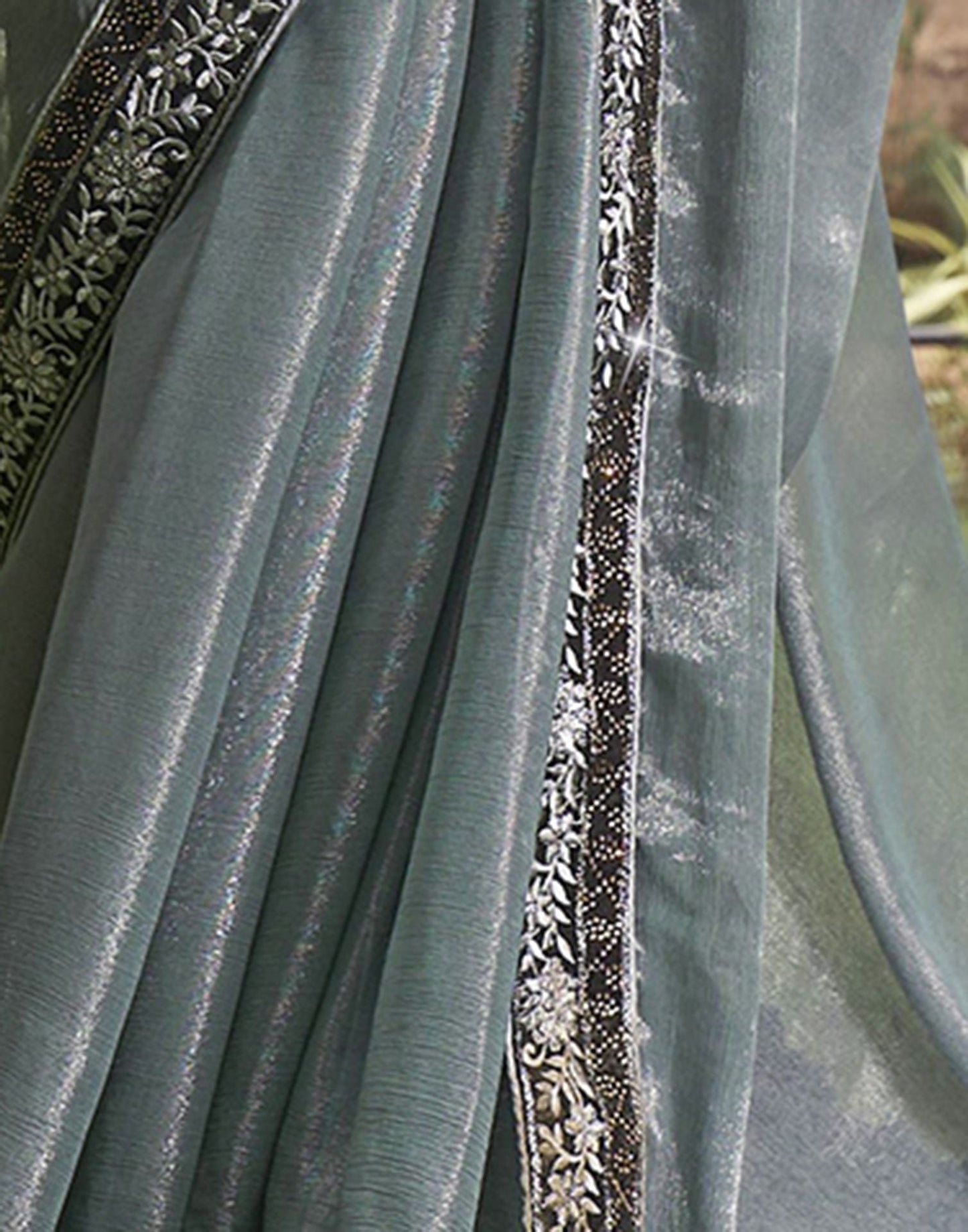 Grey Plain Chiffon Saree