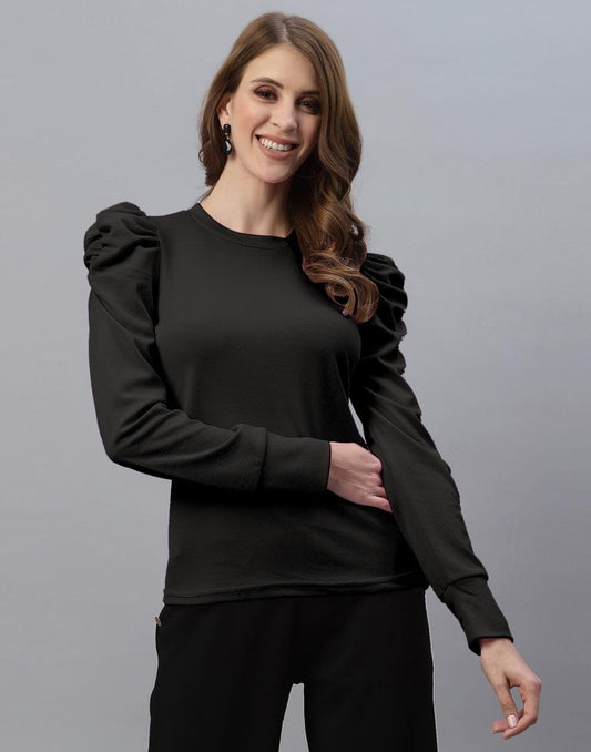 Black Puff Sleeve Top | Sudathi