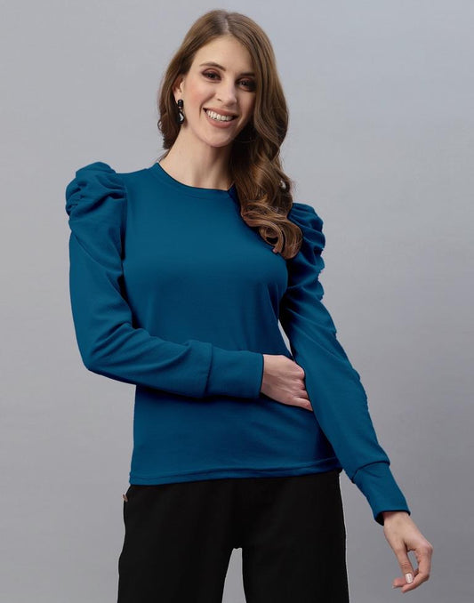 Teal Puff Sleeve Top | Sudathi