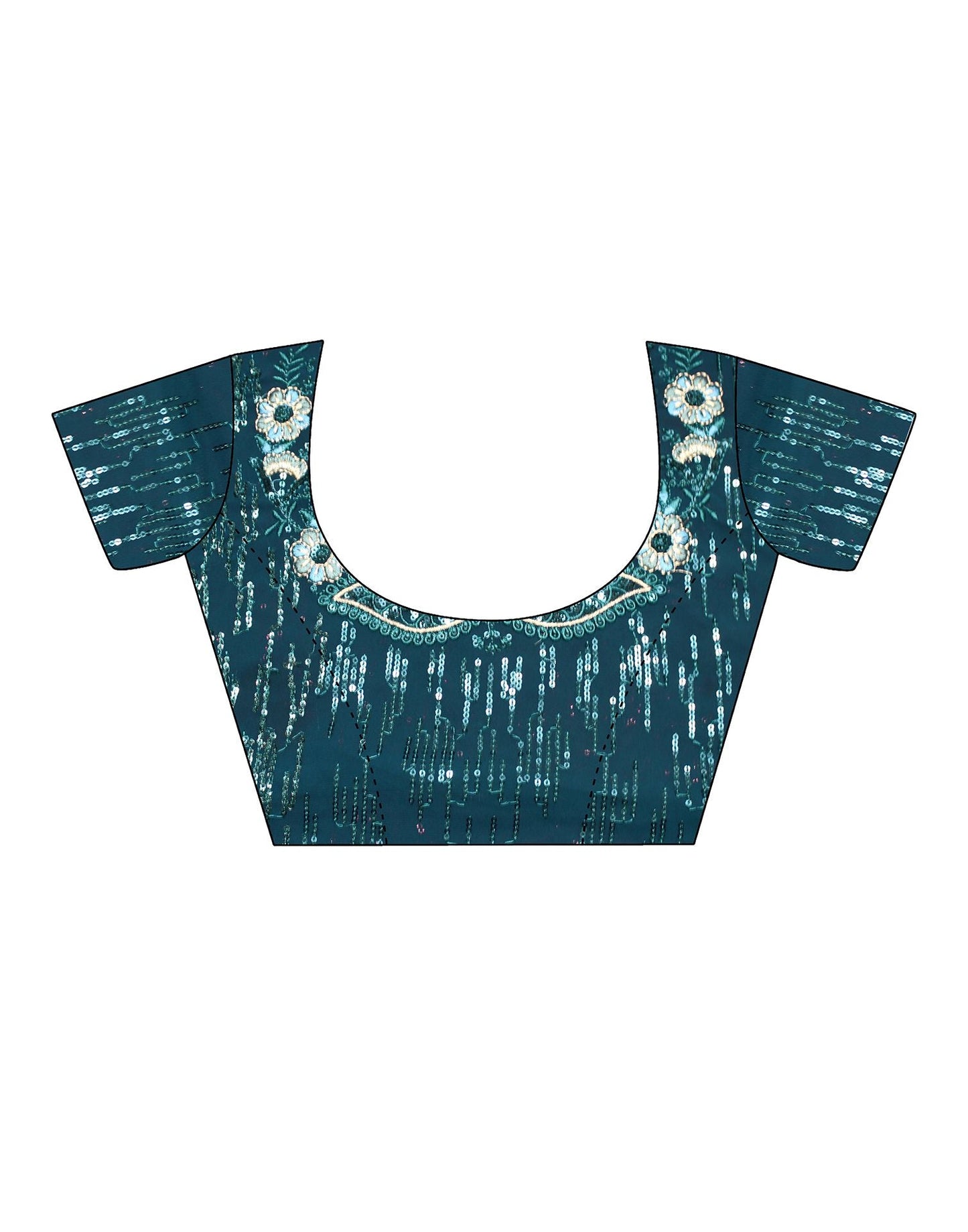 Dark Teal Plain Georgette Saree