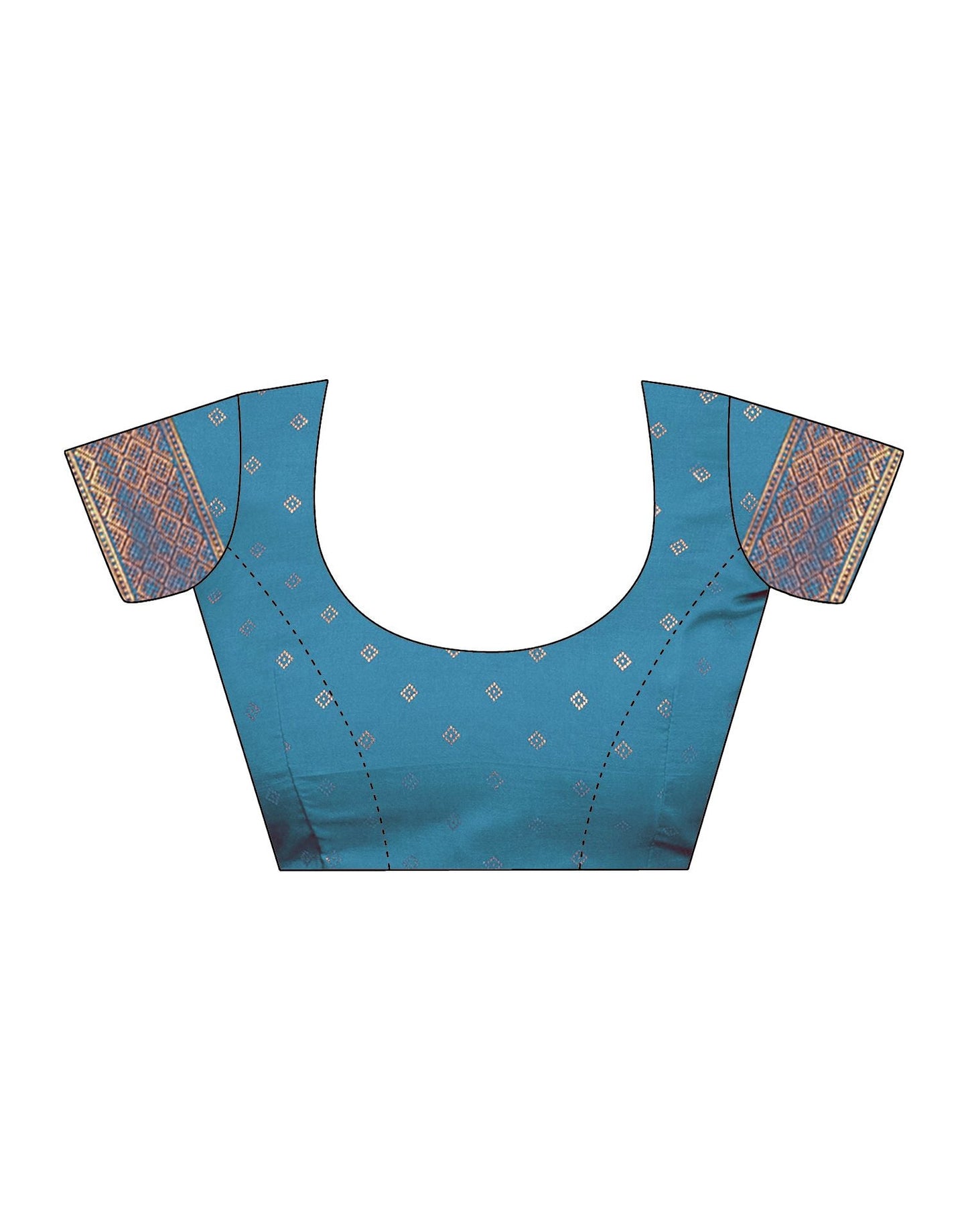 Teal Printed Silk Saree