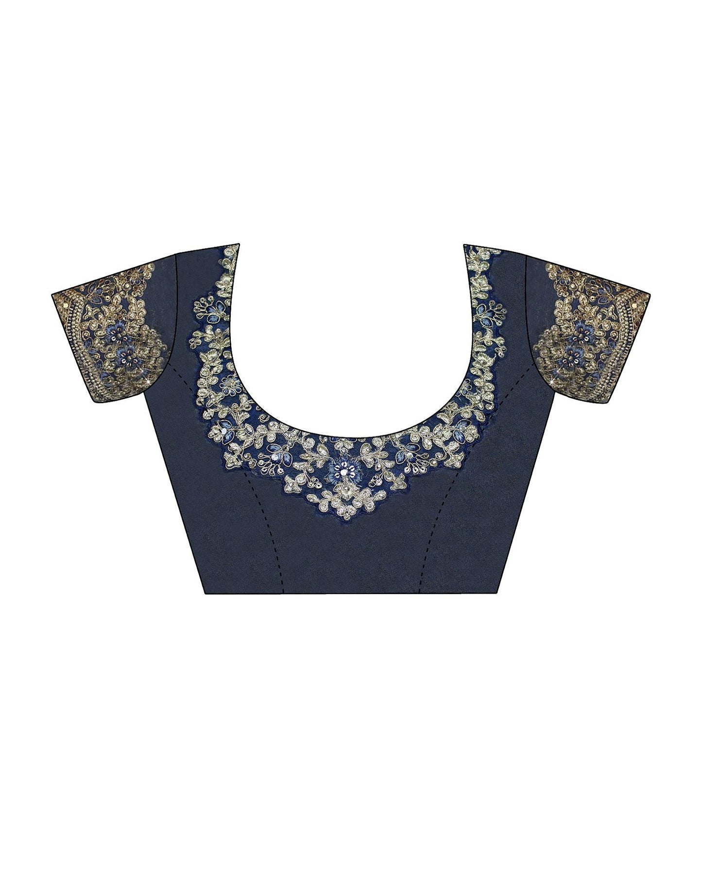 Dark Blue Plain Silk Saree