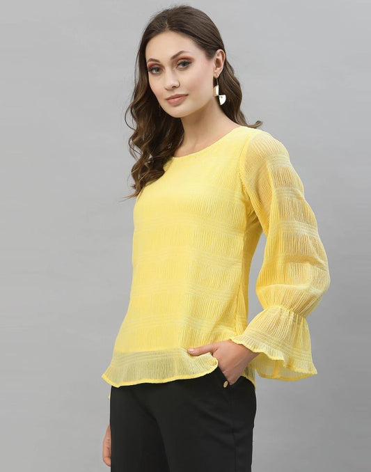 Light Yellow Bell Sleeve Top | Sudathi