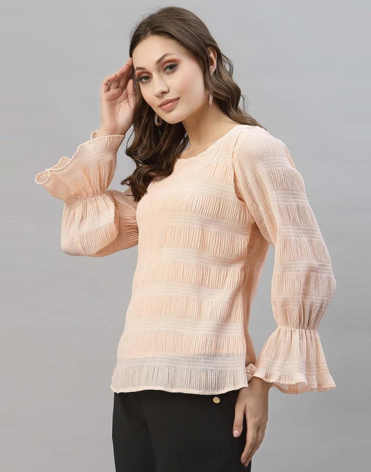 Light Peach Bell Sleeve Top | Sudathi