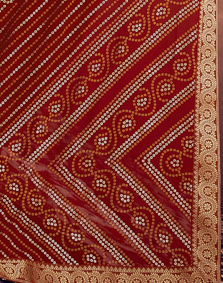 Maroon Jacquard Gergette Saree
