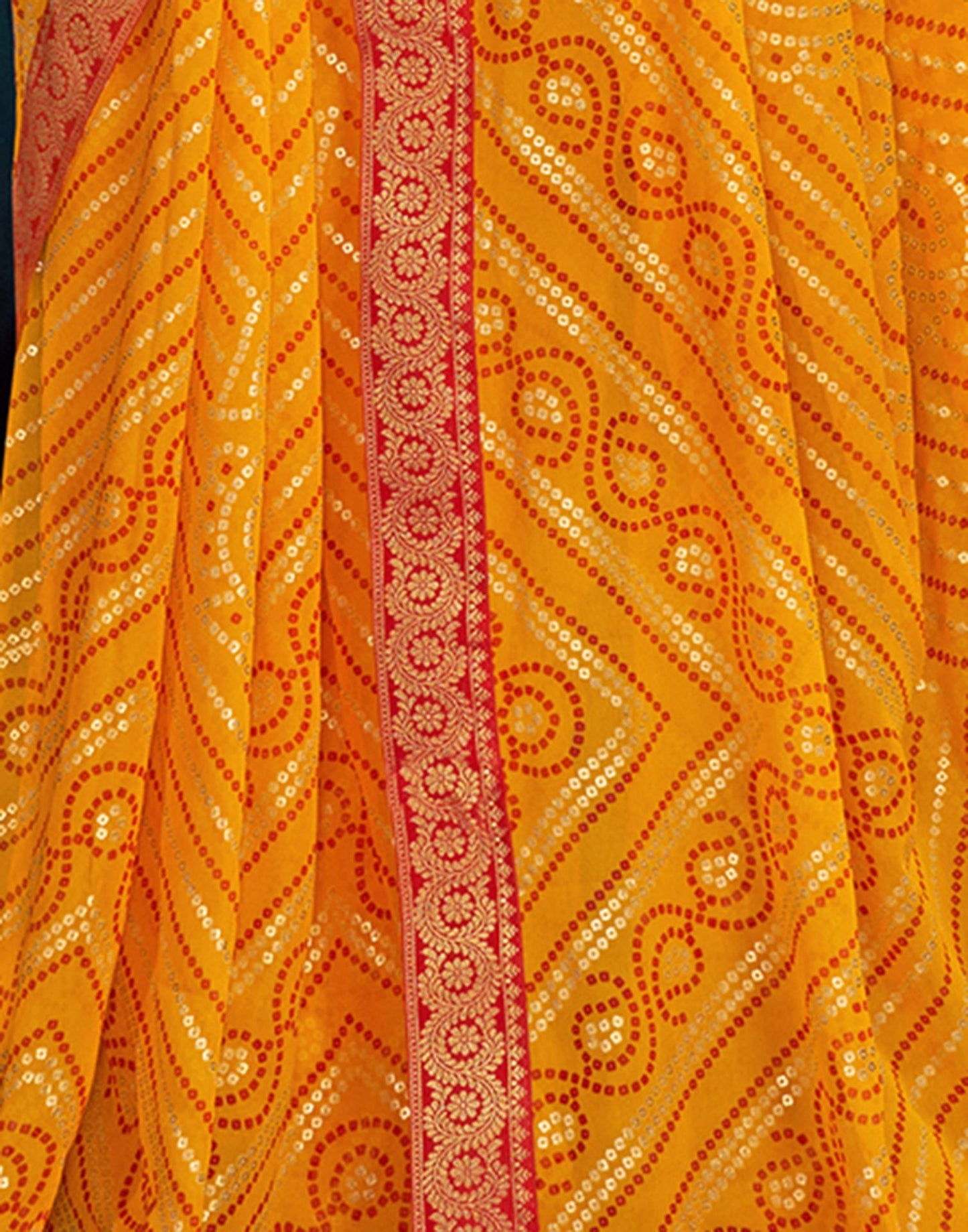Yellow Jacquard Gergette Saree