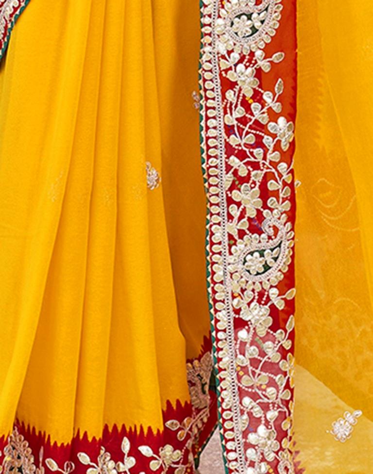Yellow Georgette Printed Saree