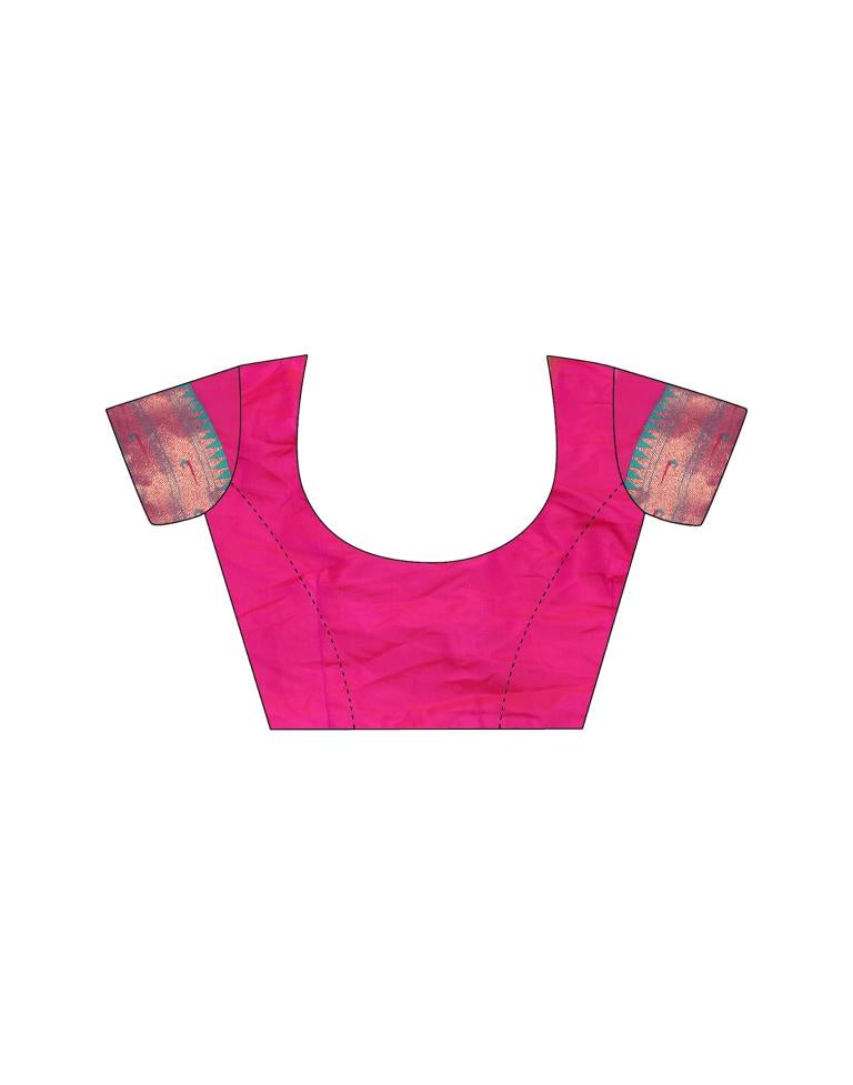 Rani Pink Silk Plain Saree