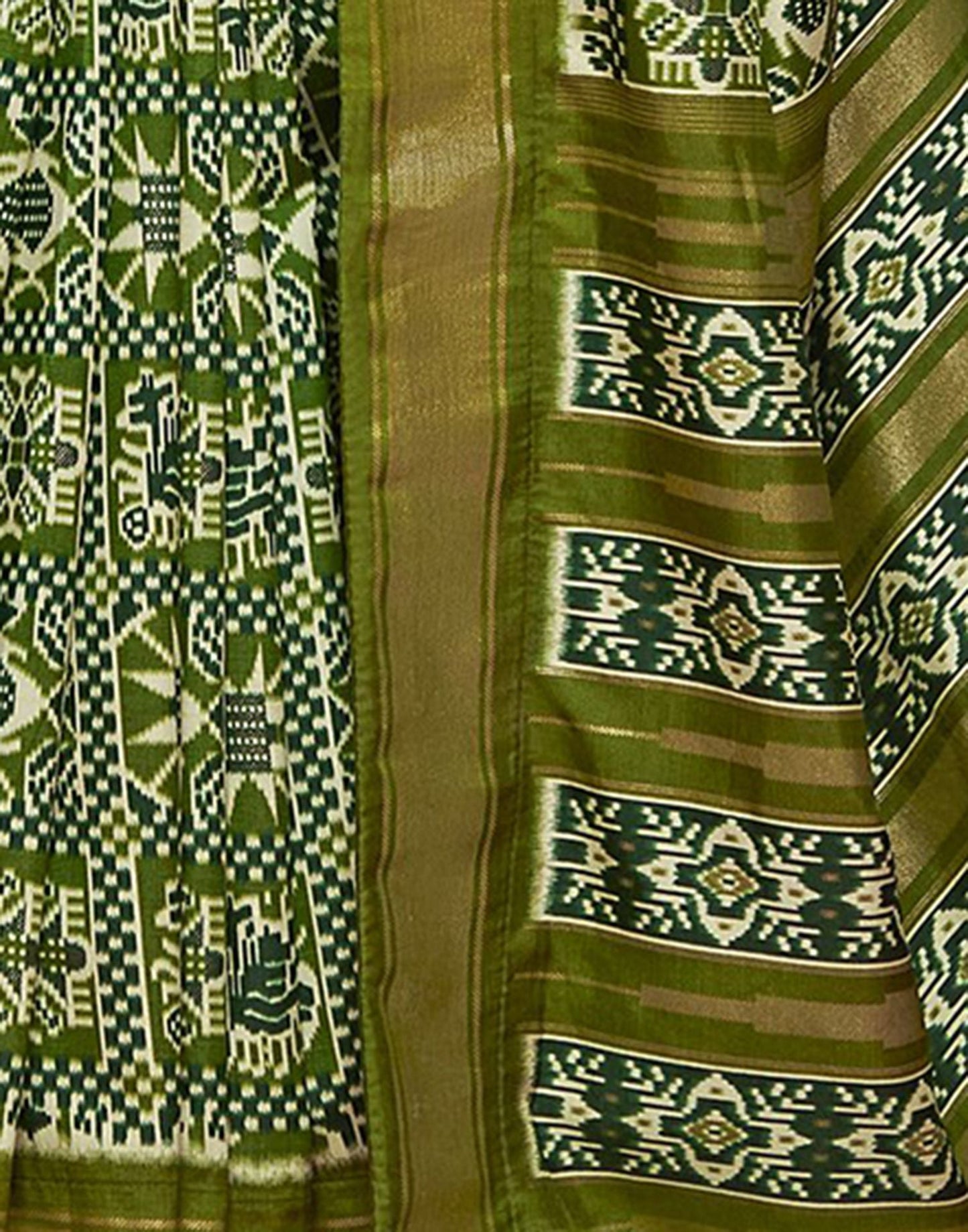 Mehandi Green Printed Silk Saree