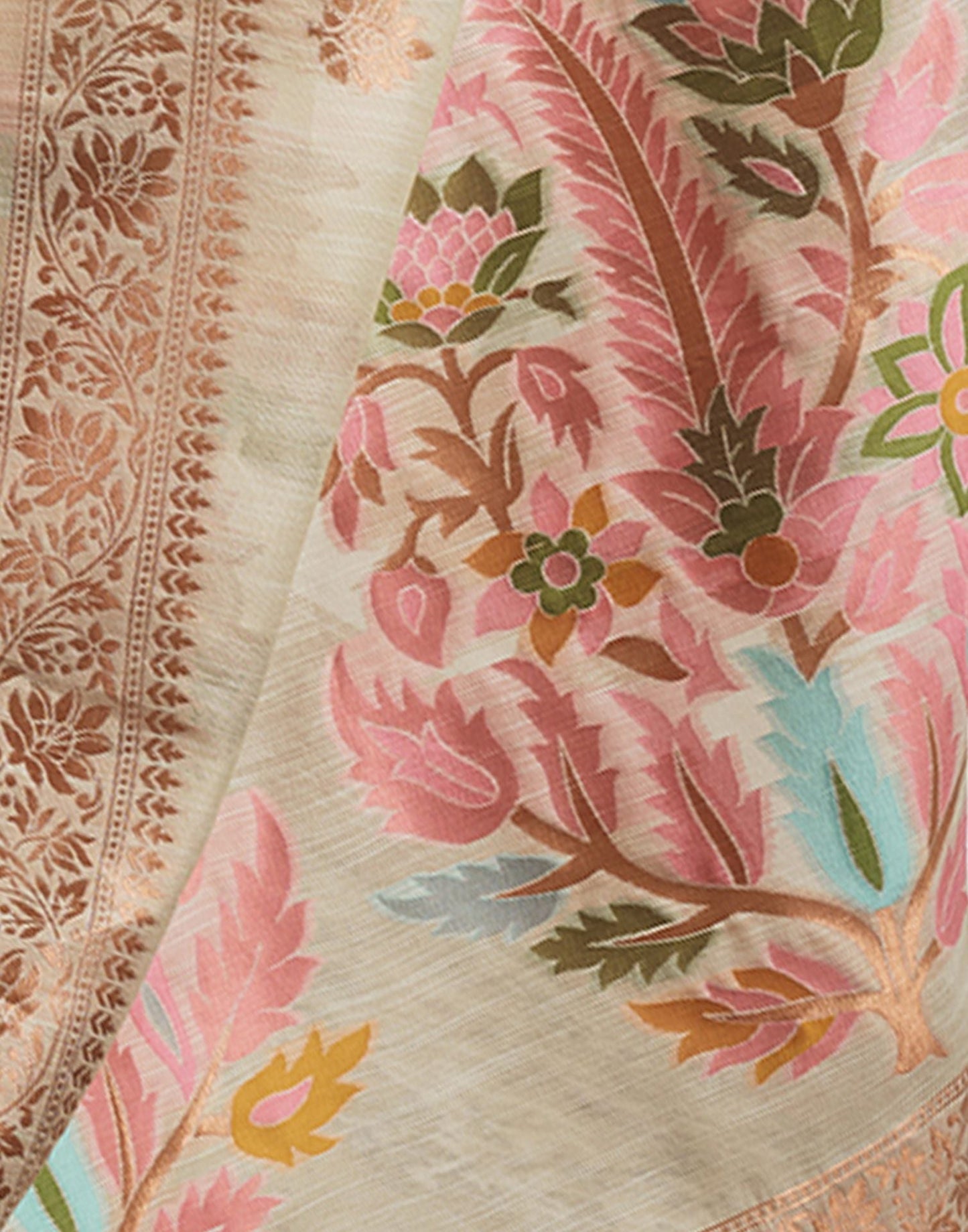 Mint Green Jacquard Linen Saree