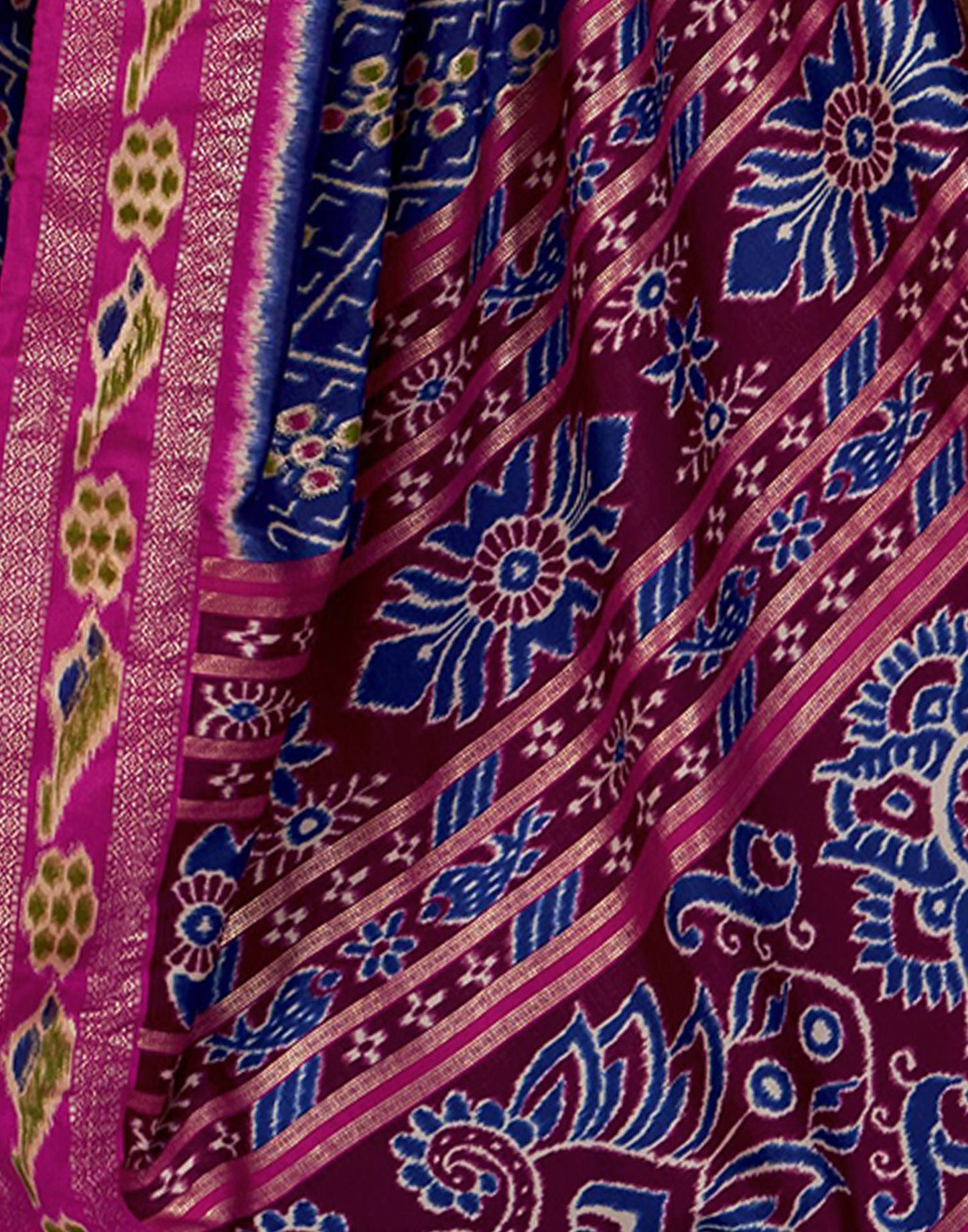 Royal Blue Printed Silk Saree