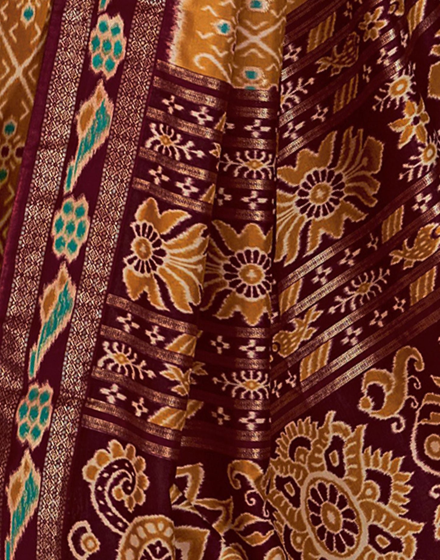 Turmeric Yellow Printed Silk Saree