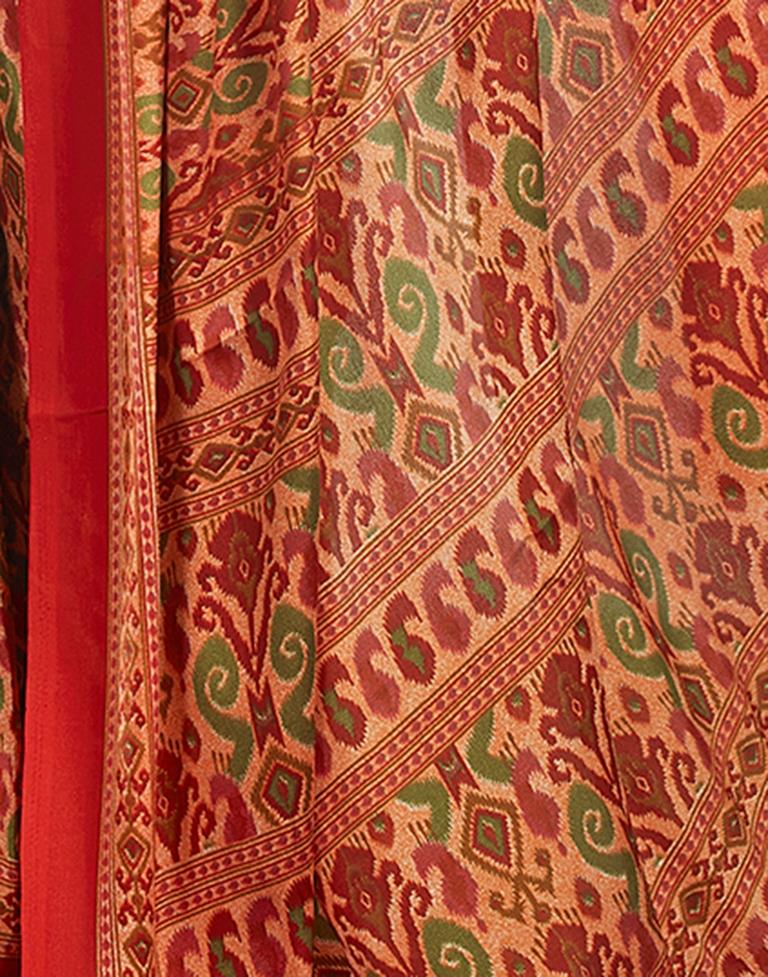 Rust Silk Printed Saree
