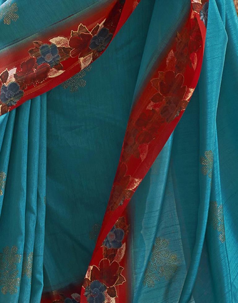 Blue Silk Printed Saree