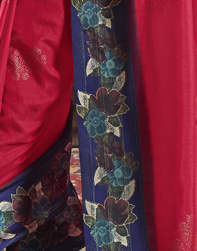 Deep Pink Silk Printed Saree
