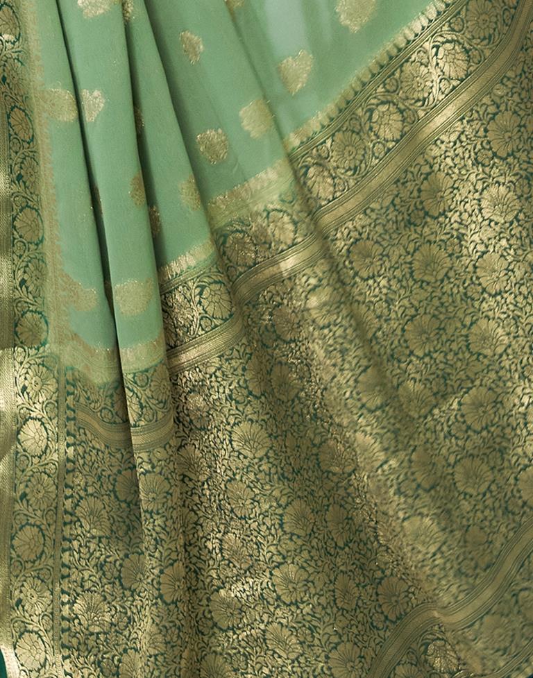 Pista Green Georgette Plain Saree