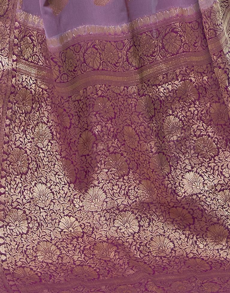 Lavender Georgette Plain Saree