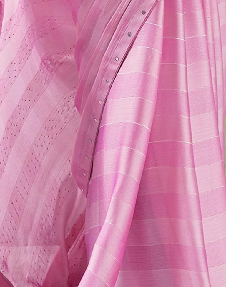 Pink Chiffon Plain Saree