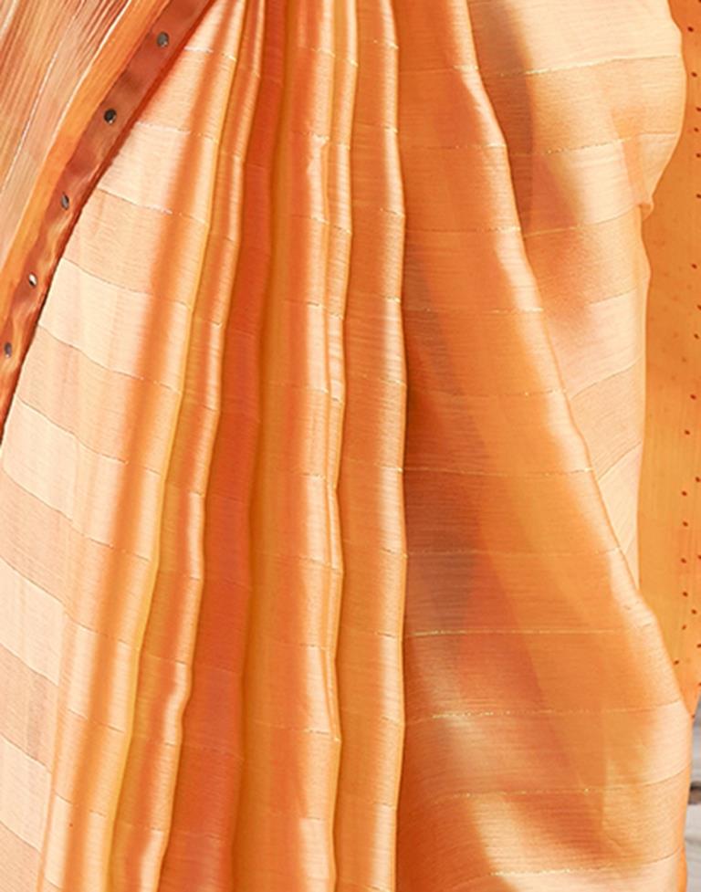Light Orange Chiffon Plain Saree