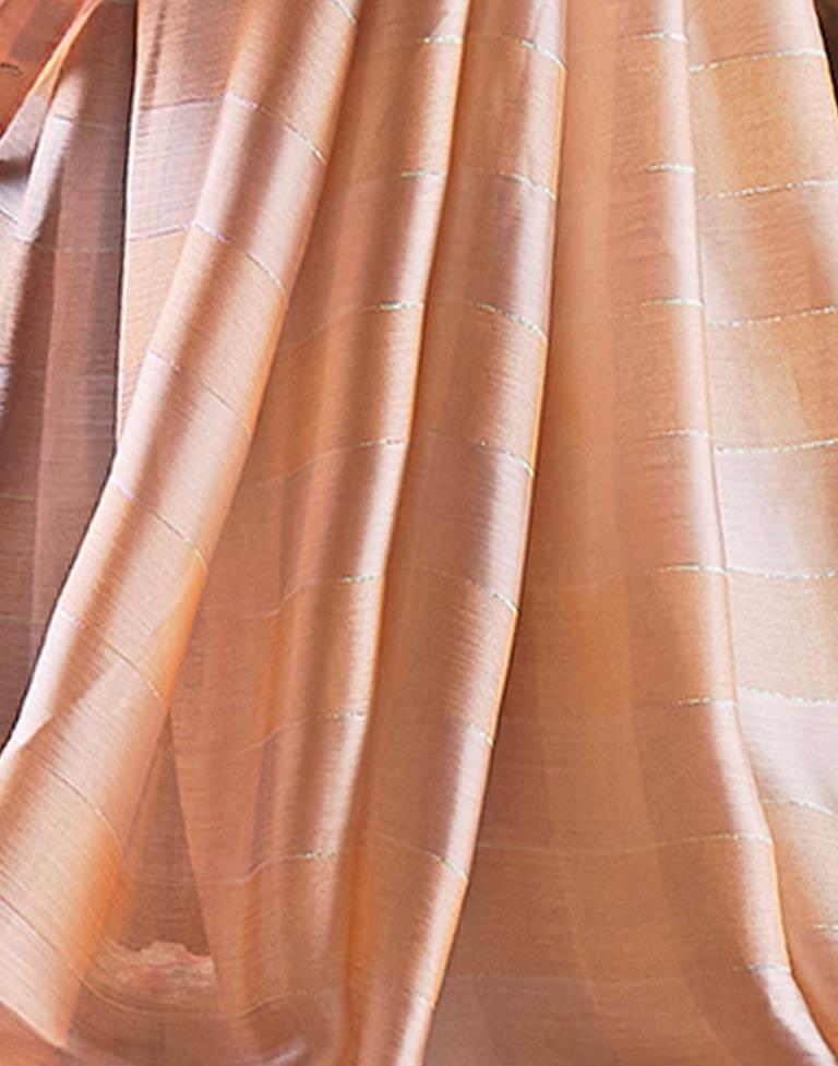 Light Peach Chiffon Plain Saree