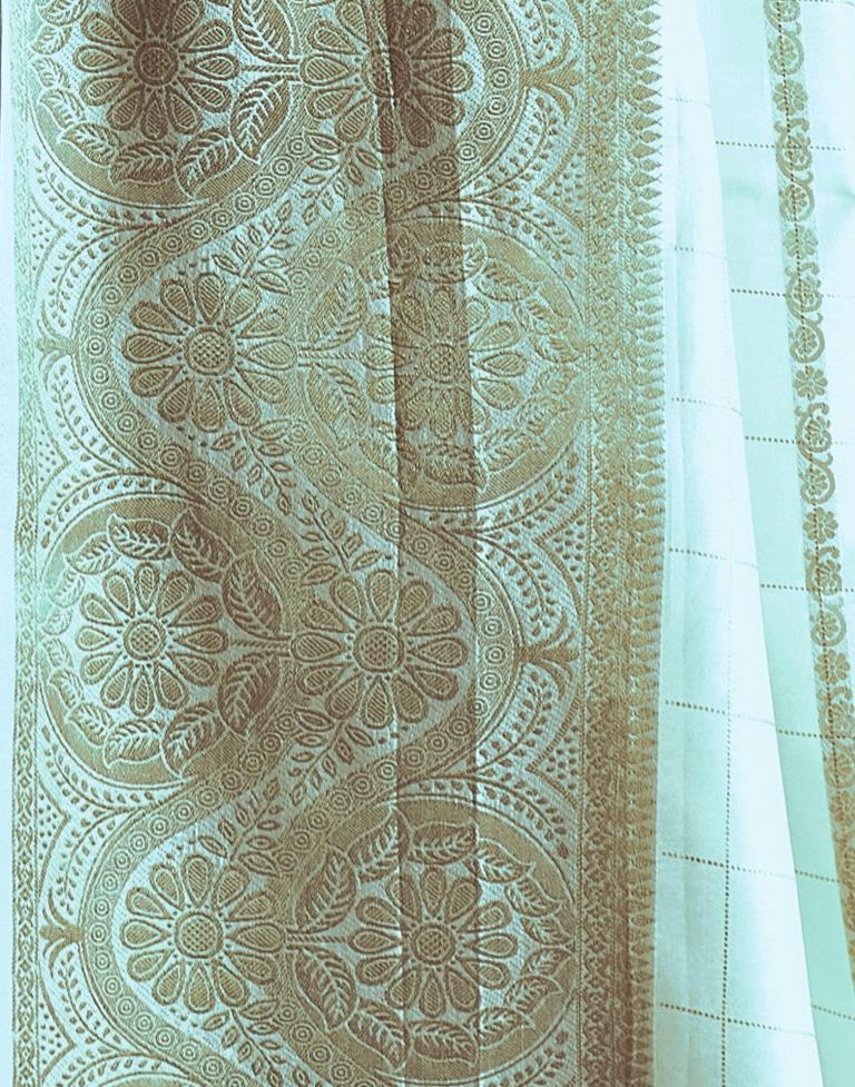 Light Mint Blue Silk Plain Saree