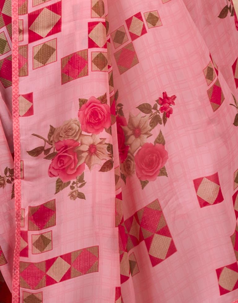Pink Georgette Printed Saree