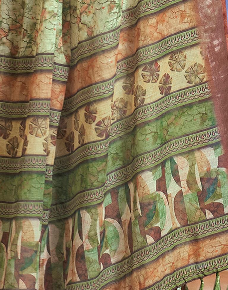 Light Green Linen Printed Saree