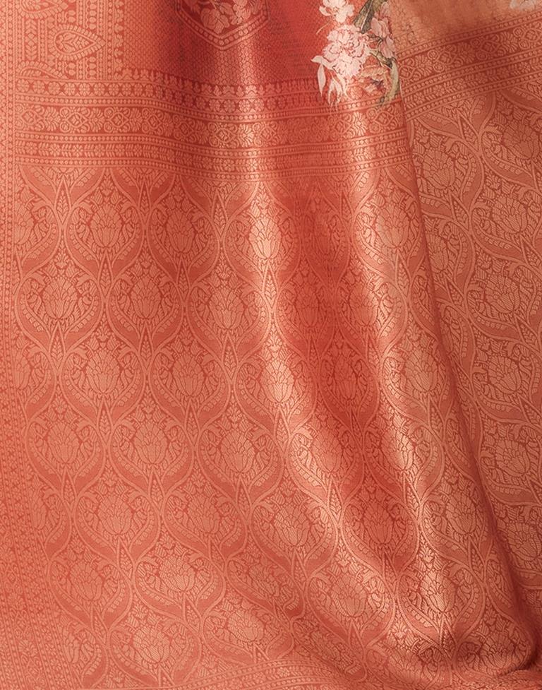 Rust Silk Printed Saree