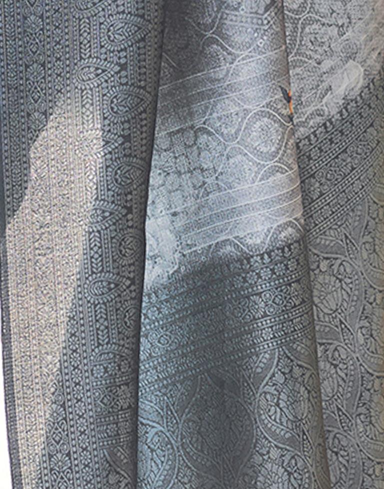 Grey Silk Printed Saree
