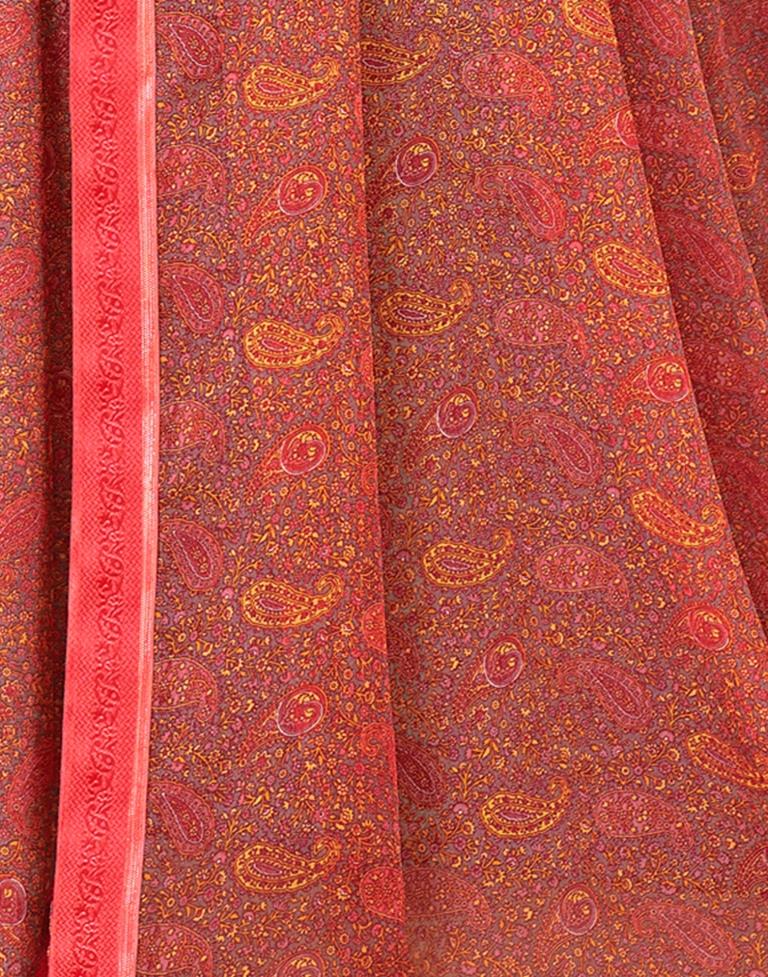 Punch Pink Georgette Printed Saree