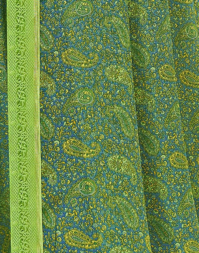 Green Georgette Printed Saree