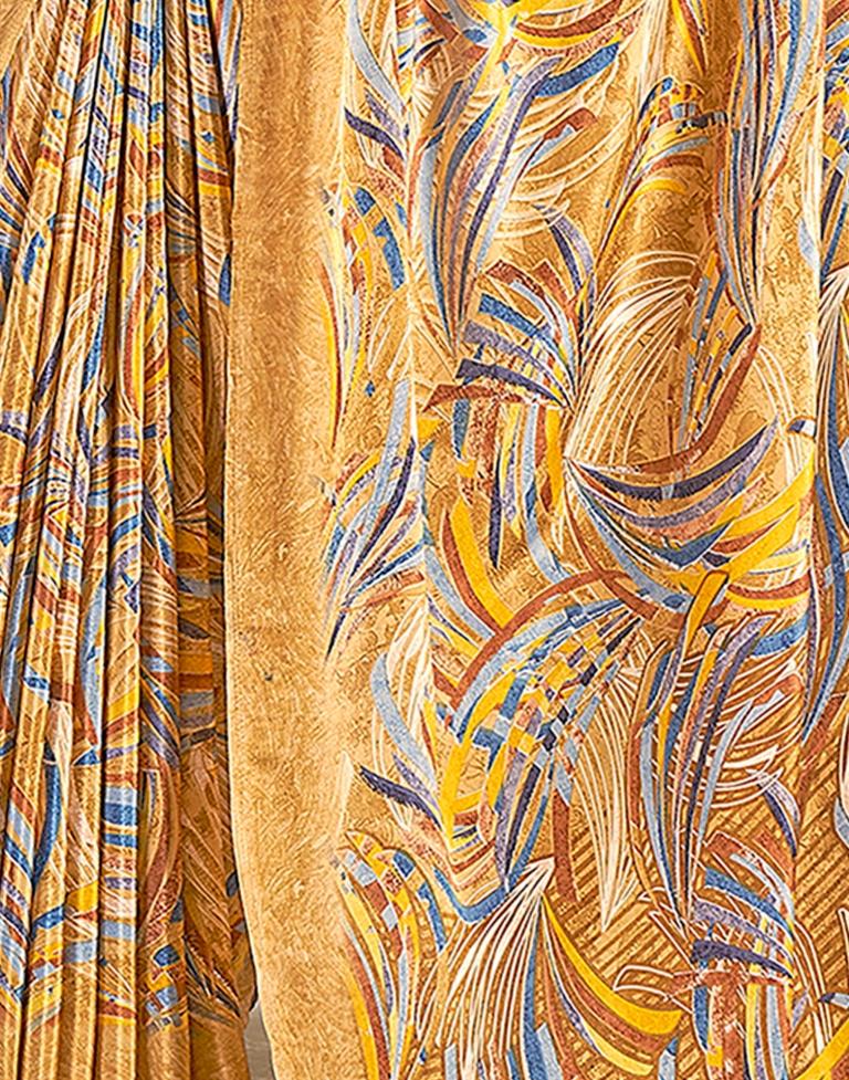 Golden Silk Printed Saree