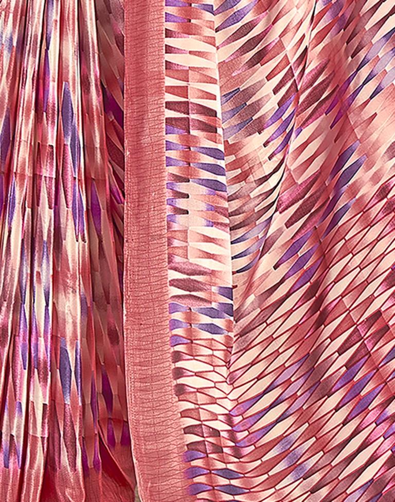 Rose Pink Silk Printed Saree