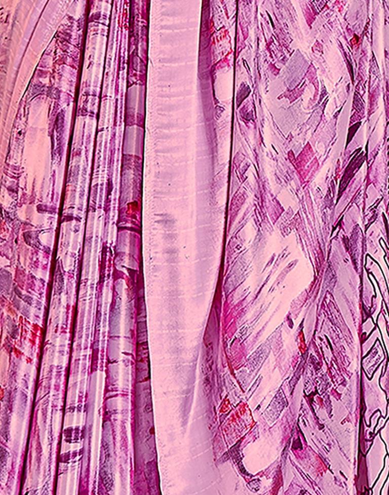 Pink Silk Printed Saree