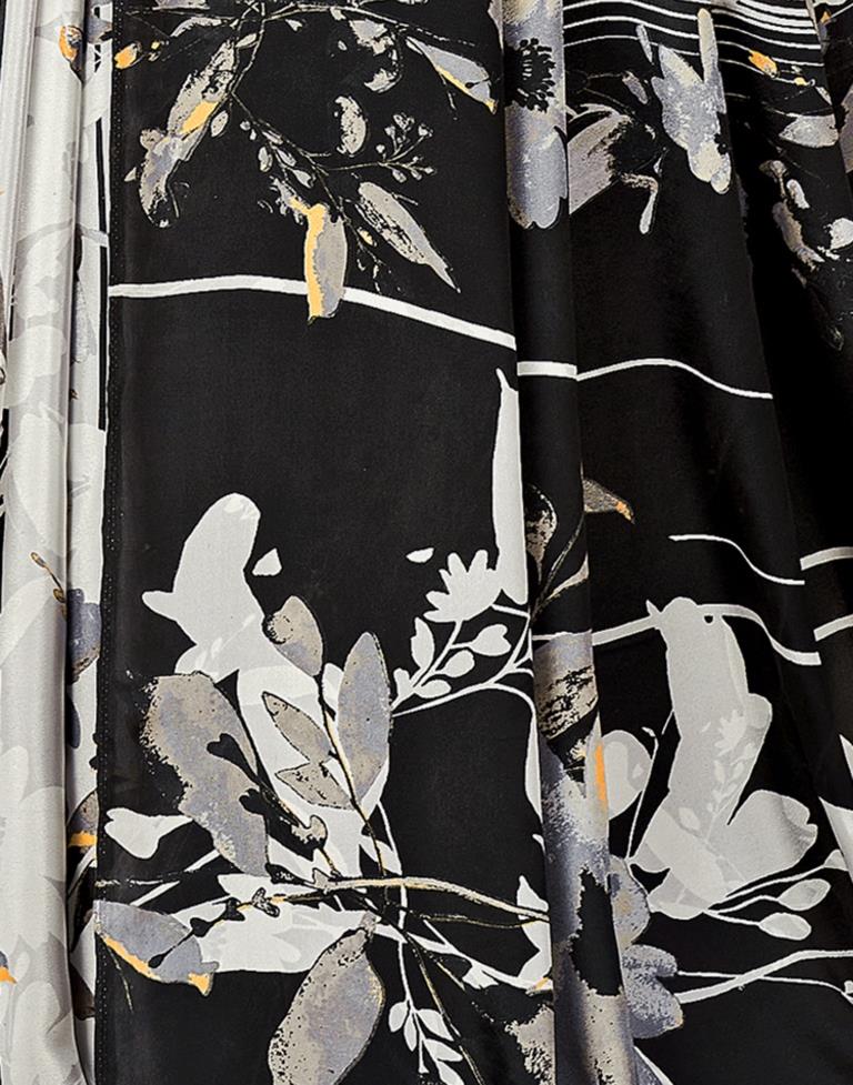 Grey Silk Printed Saree
