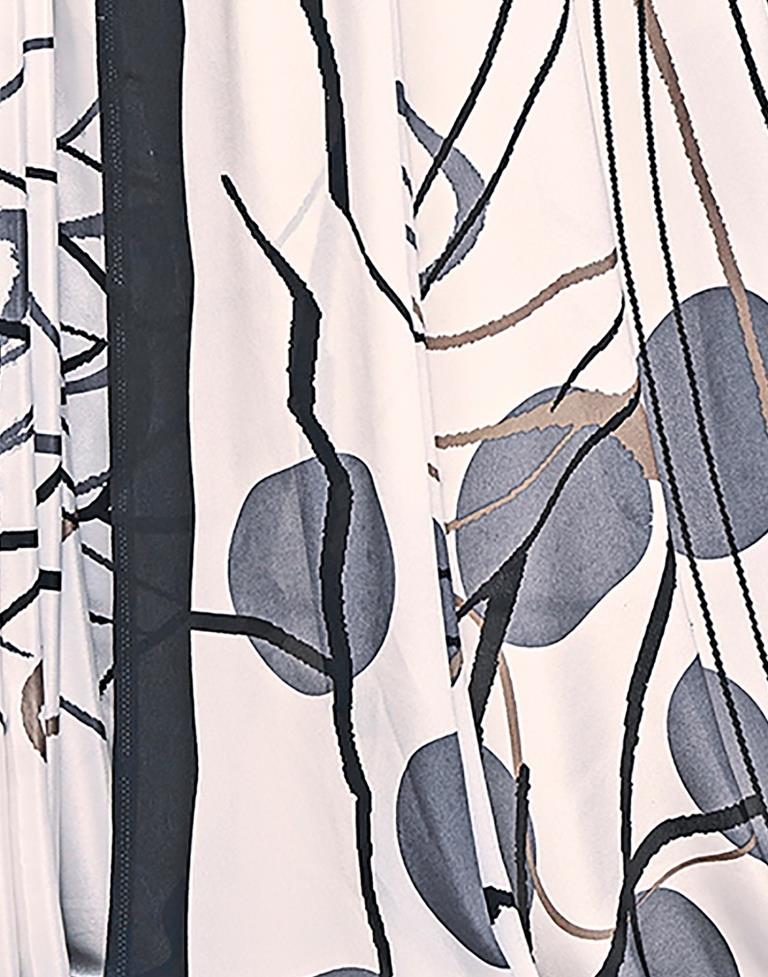 White Silk Printed Saree