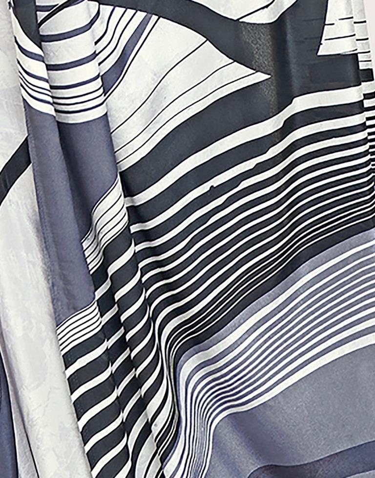 White Silk Printed Saree