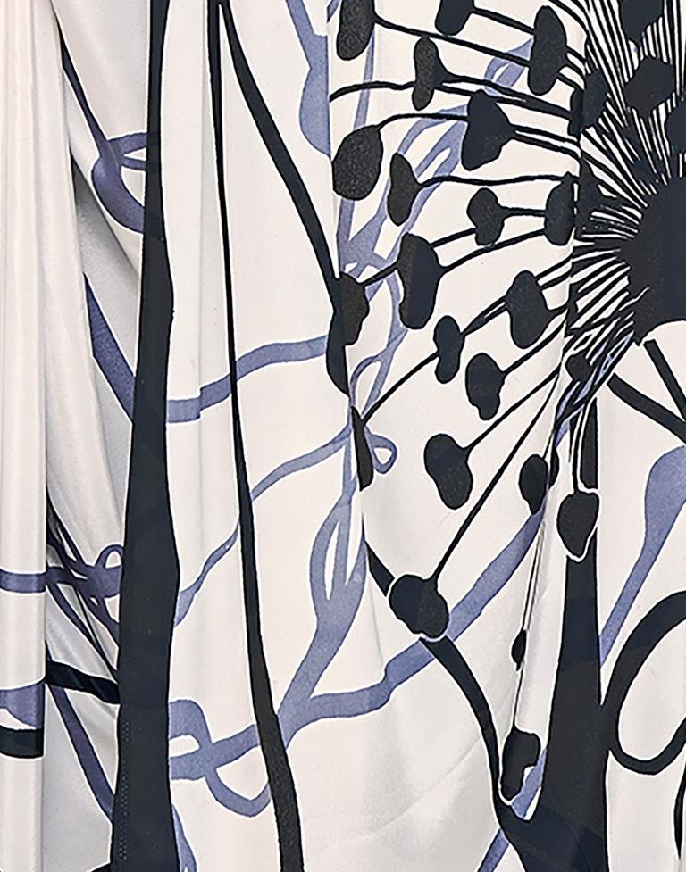 White Silk Printed Saree