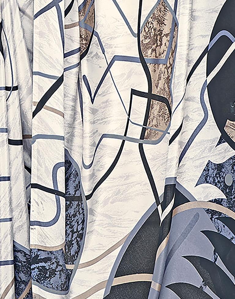 White Silk Printed Saree