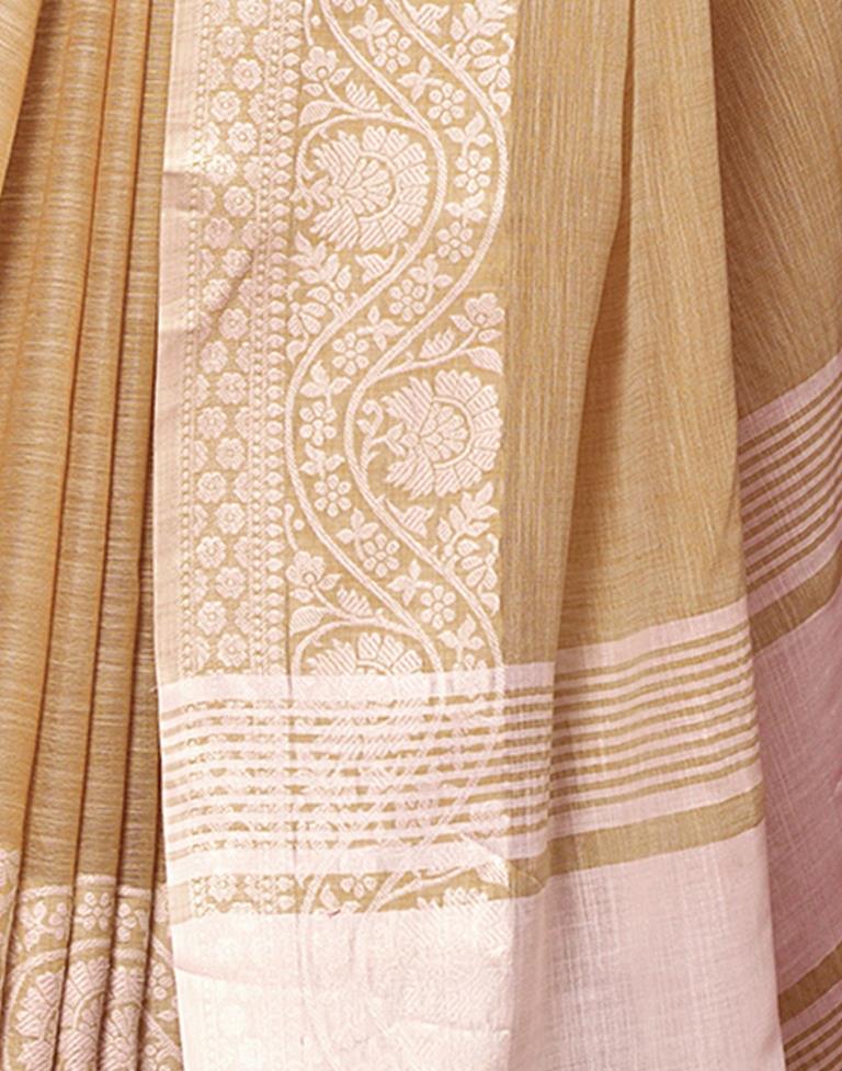 Light Beige Cotton Woven Saree