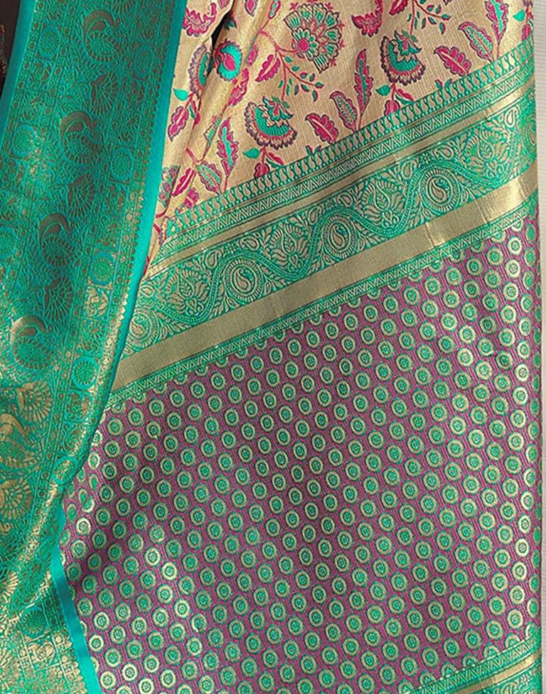 Golden & Green Silk Woven Saree