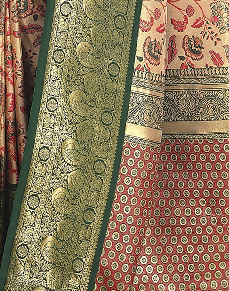 Golden & Dark Green Silk Woven Saree